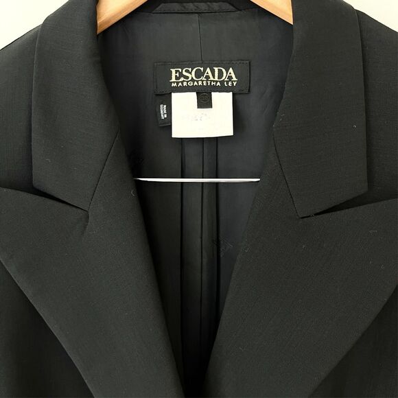 Escada Margaretha Ley Black Classic Tailored Jacket Womens 38 US 8 Wool Mohair - Picture 3 of 16